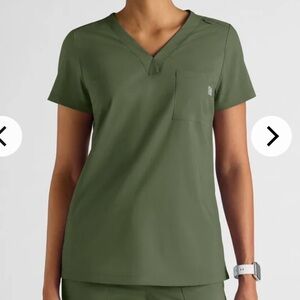 Classic Olive V-Neck Short Sleeve Women's Top